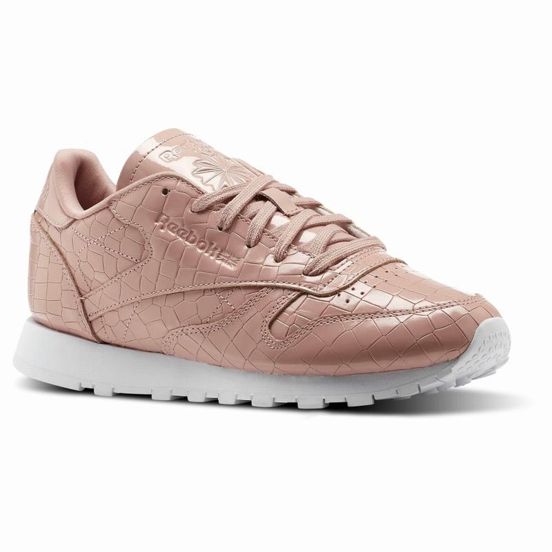 Reebok Classic Leather Crackle Tenisky Damske - Ruzove/Biele SF1930VS